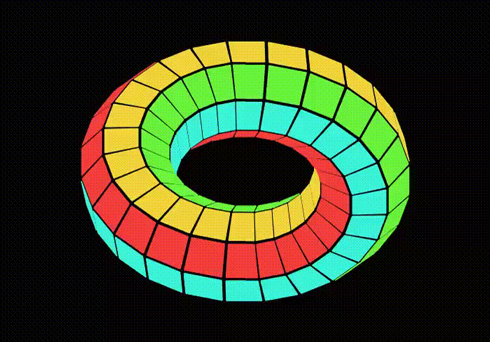 メビウスルービックキューブの色がそろったところ