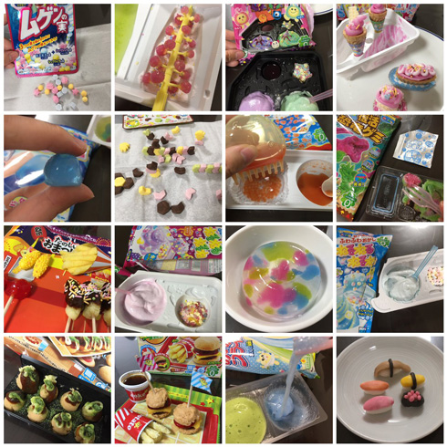 知育菓子をたくさん試している様子