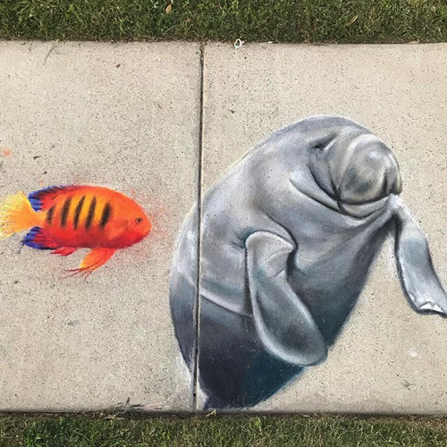 リアルなチョークアート