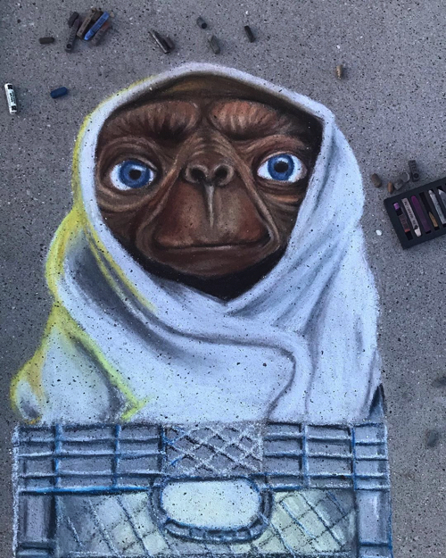 リアルなチョークアート