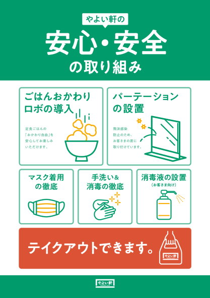 やよい軒 ご飯おかわりロボ 3ゲットロボ 感染症対策