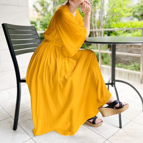 ゆるふわなのに美しいシルエットのワンピース