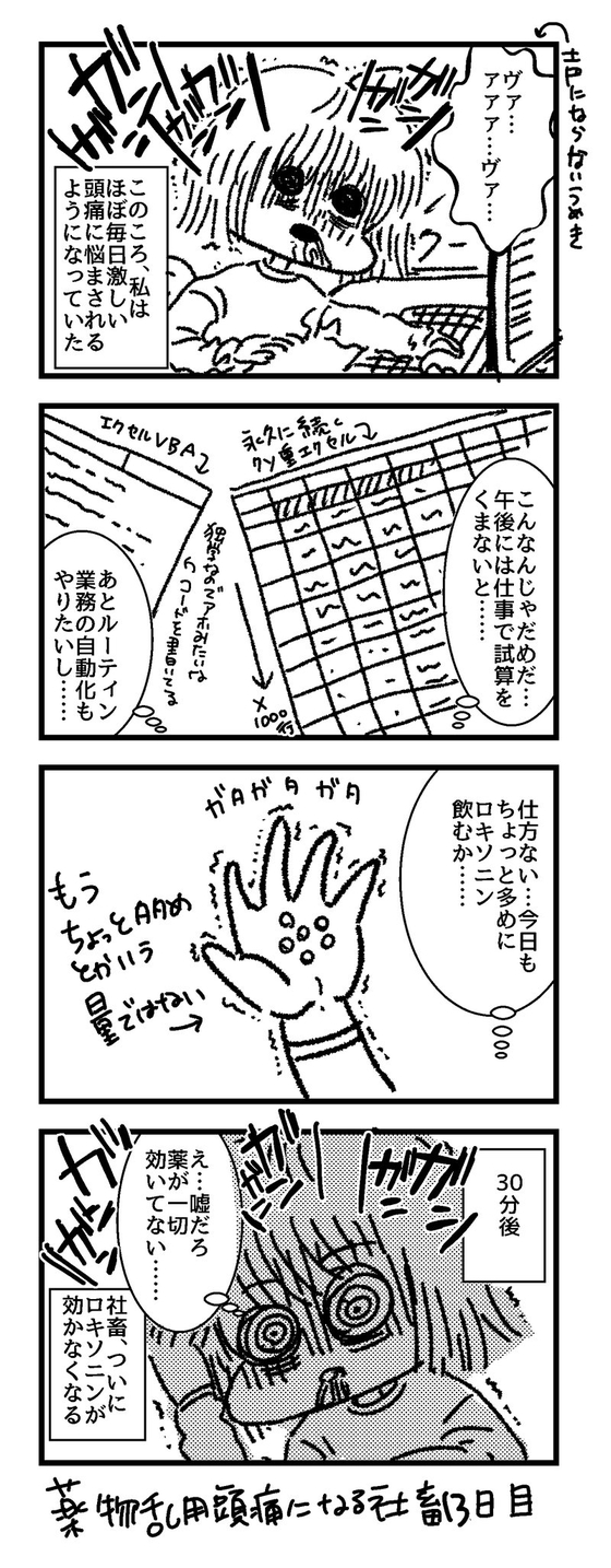 薬物乱用頭痛になる社畜 漫画