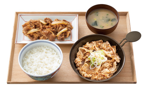 牛皿ねぎ塩豚定食