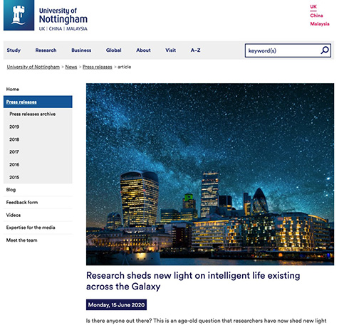 「銀河系に今まさに存在する知的文明は36程度ある可能性」　英ノッティンガム大学が研究結果を発表