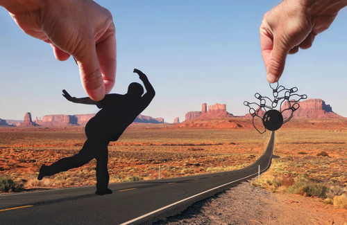 切り絵によって風景が様変わり