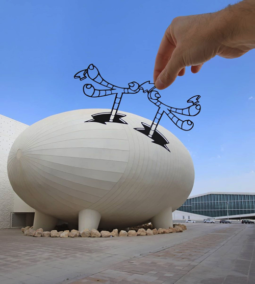 切り絵によって風景が様変わり