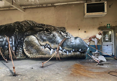 迫力満点の3Dグラフィティアート