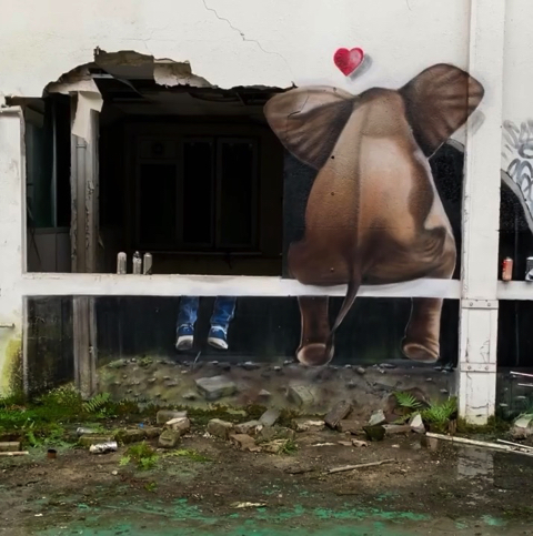 迫力満点の3Dグラフィティアート