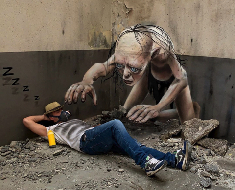 迫力満点の3Dグラフィティアート