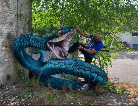 迫力満点の3Dグラフィティアート