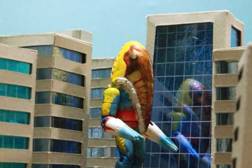 ビルっぽい ジオラマ 手作り テープ プラ板 切れ込み ミニチュア 高層ビル