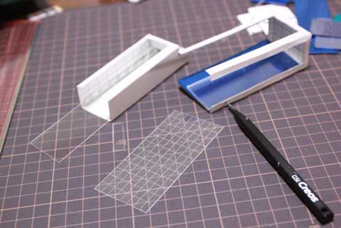 ビルっぽい ジオラマ 手作り テープ プラ板 切れ込み ミニチュア 高層ビル