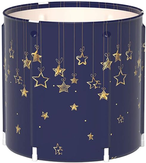 RAZAMAZA 浴槽 折りたたみ ビニールプール キャンプに 簡易浴槽 シャワールームに パドリングプール 介護用 バスタブ ポータブルバス 家庭用 70*70CM 金色星柄