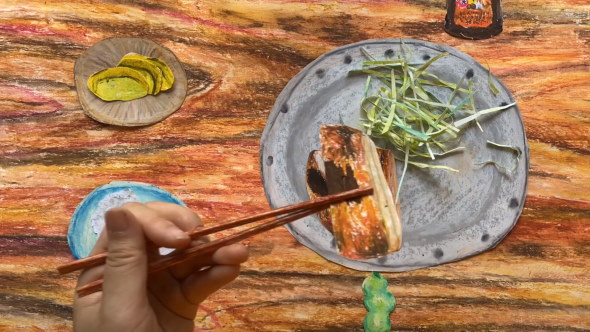 ストップモーション コマ撮り 紙 とんかつ