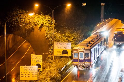 深夜 ガソリンスタンド 電車 大井川鐵道 南海電鉄