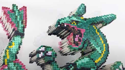 綿棒 レックウザ アート ポケモン 制作過程