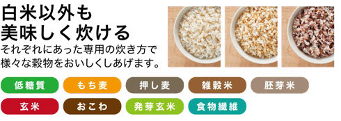 ヘルシーサポート炊飯器　ヘルシーメニュー