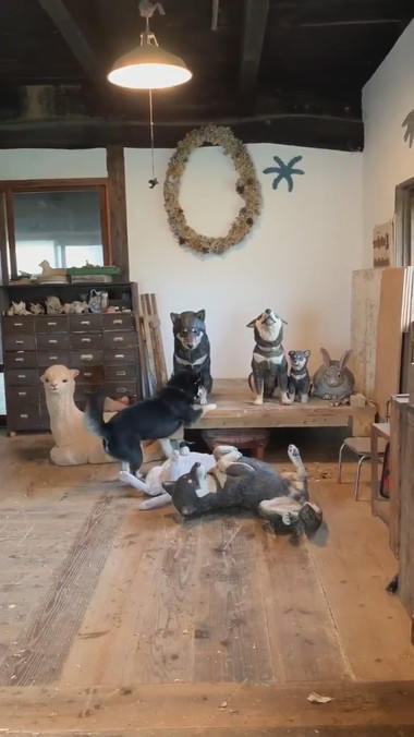 彫刻に寄せる月くん