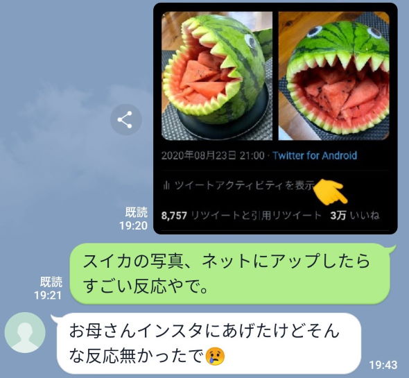 スイカアート おかん 実家 ジョーズ 母