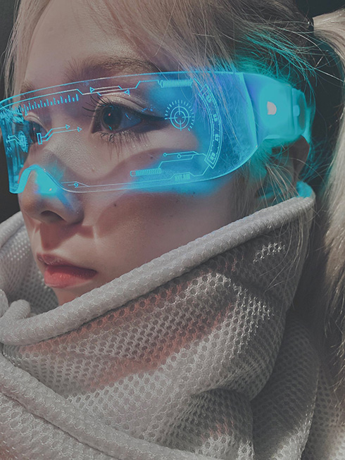 「未来感めっちゃ好き」「未来人みたい」　七色に発光するサイバーメガネがかっこいい