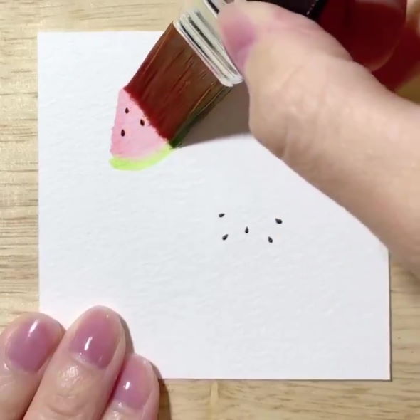 のすずきあやえ 水彩画 スイカ ペンギン