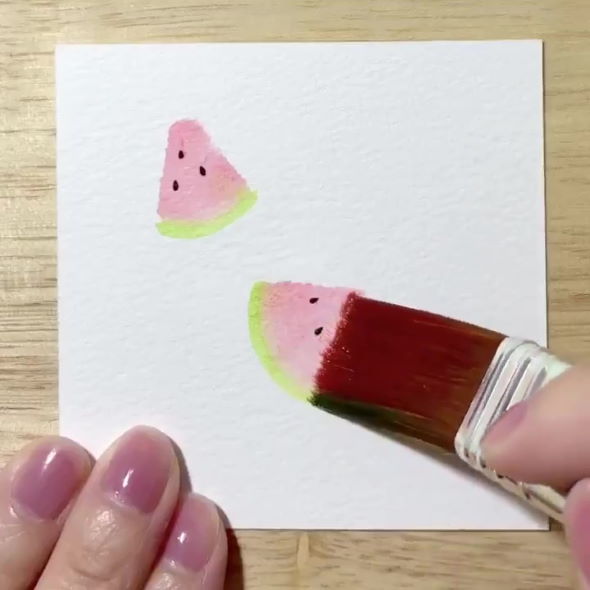 のすずきあやえ 水彩画 スイカ ペンギン