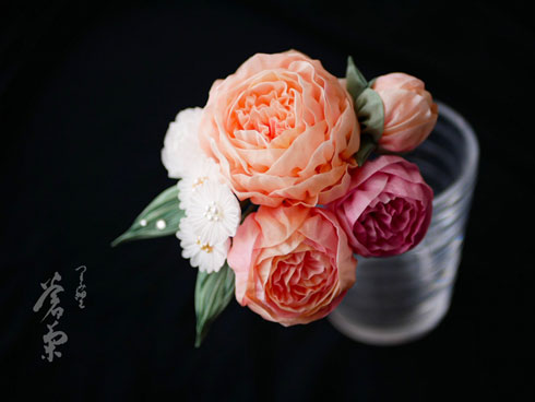 蒼菊 つまみ細工 リアル 花 つまみ紋 かんさし