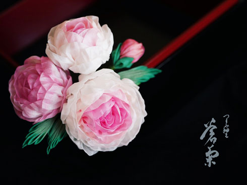 蒼菊 つまみ細工 リアル 花 つまみ紋 かんさし