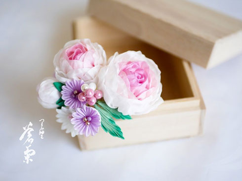 蒼菊 つまみ細工 リアル 花 つまみ紋 かんさし