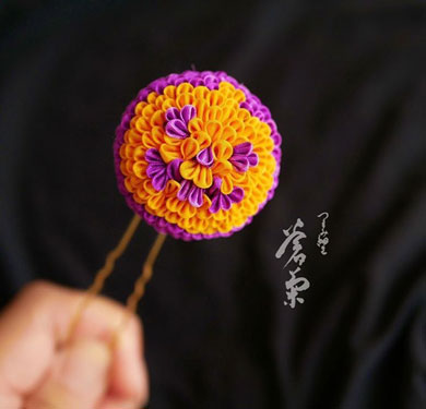 蒼菊 つまみ細工 リアル 花 つまみ紋 かんさし