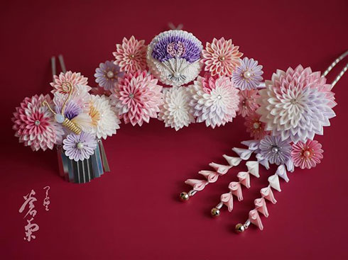 蒼菊 つまみ細工 リアル 花 つまみ紋 かんさし
