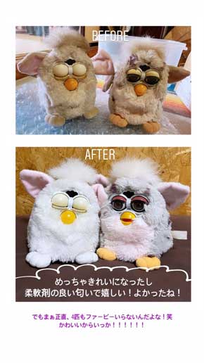 ファービー きれいにする 洗う 洗濯 解体 愛 ビフォーアフター