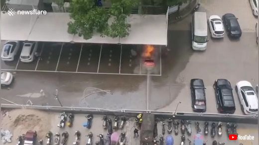 中国 爆発 電気自動車 火災