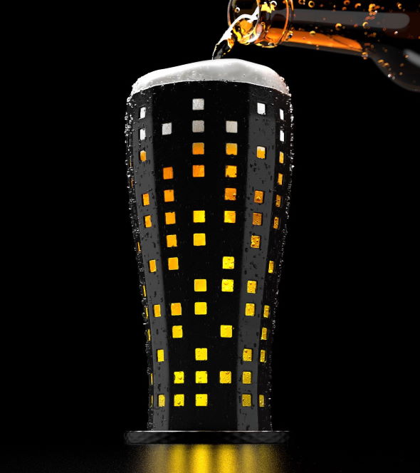 ビール グラス 夜景 アイデア スーパーマーケットカカム