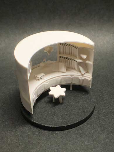 紙工作 ミニチュア 月 星 デスク 椅子 部屋 空間