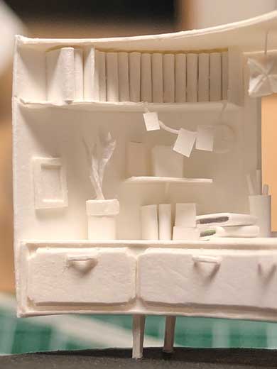 紙工作 ミニチュア 月 星 デスク 椅子 部屋 空間