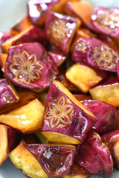 さつまいも 彫刻 模様 カービング 大学芋 佐藤朋子