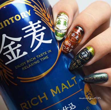 ビール 金麦 缶 お酒 ネイル 爪 手描き MARINA