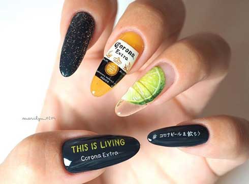 ビール 金麦 缶 お酒 ネイル 爪 手描き MARINA