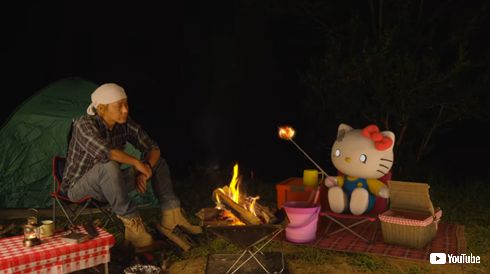 ヒロシ ハローキティ 焚き火
