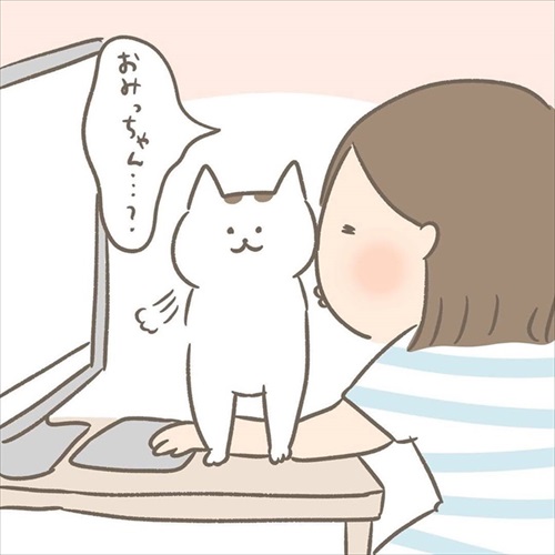 邪魔する猫ちゃんとの攻防