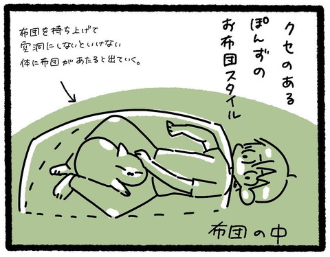 お布団でネコちゃんと一緒クセ