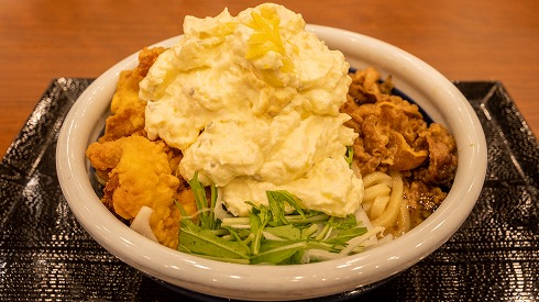 漢気！牛肉タル鶏天ぶっかけうどん