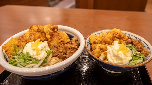 漢気！牛肉タル鶏天ぶっかけうどん