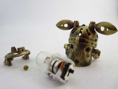 ハンドメイド ミニロボット 金属製 みにろぼ 可動 LED ライト かわいい デザフェス