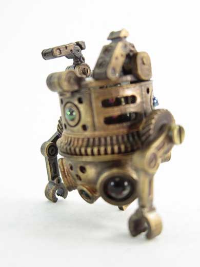 ハンドメイド ミニロボット 金属製 みにろぼ 可動 LED ライト かわいい デザフェス