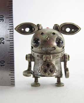 ハンドメイド ミニロボット 金属製 みにろぼ 可動 LED ライト かわいい デザフェス