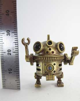 ハンドメイド ミニロボット 金属製 みにろぼ 可動 LED ライト かわいい デザフェス