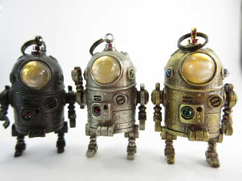 ハンドメイド ミニロボット 金属製 みにろぼ 可動 LED ライト かわいい デザフェス